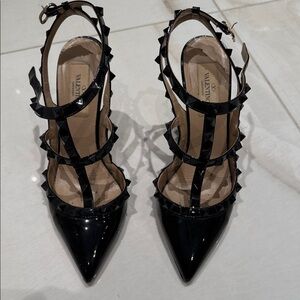Valentino Black Patent Leather Studded Heels